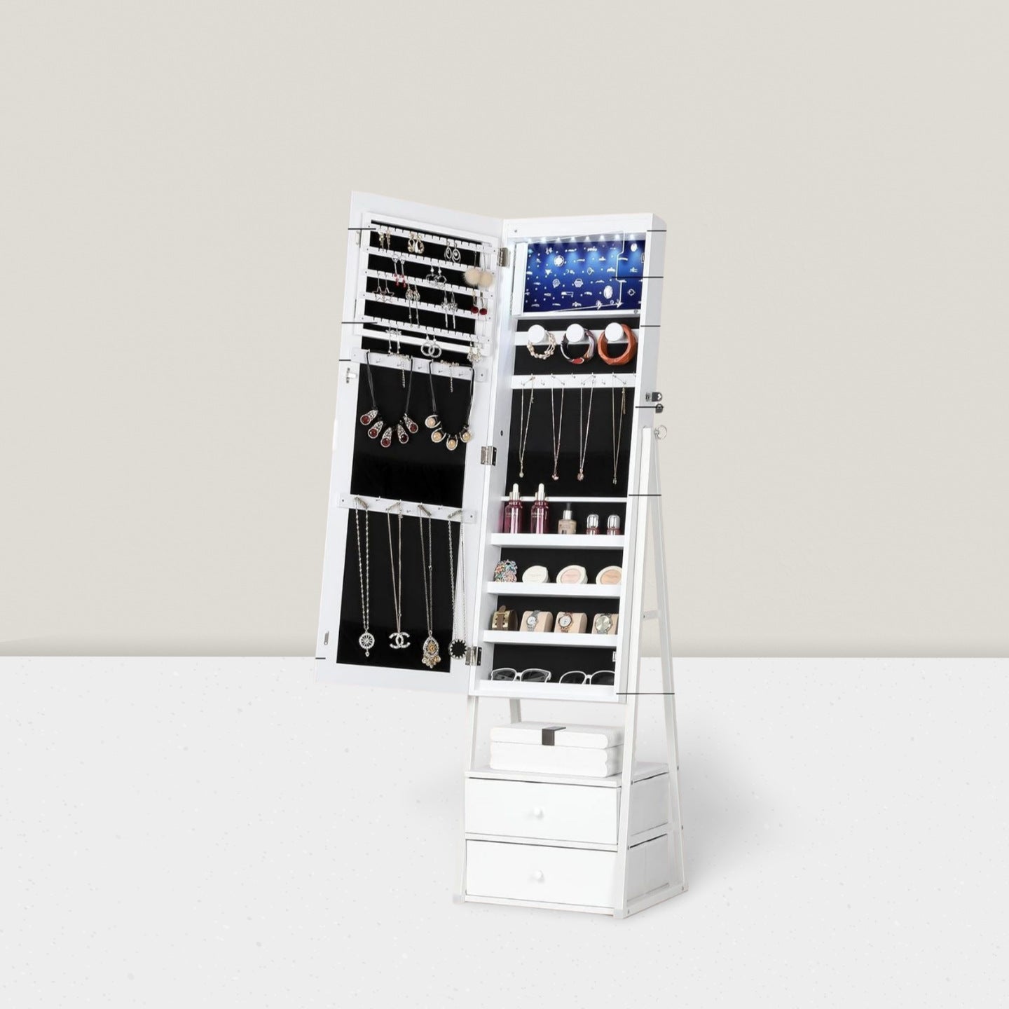 European-style jewelry storage cabinet apartment B & B full body floor mirror household makeup full-length mirror smart light box