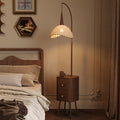 Vintage floor lamp - high-end bedroom solid wood drawer storage rack - mid-century style wireless charging bedside table lamp