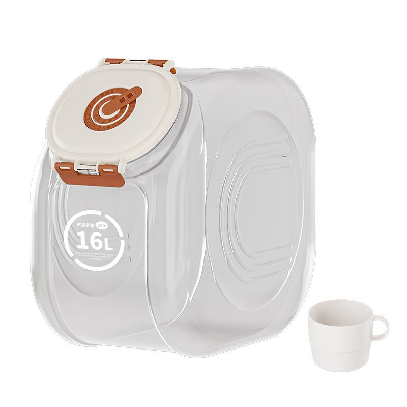 Household rice bucket 5kg 10kg rice box food grade transparent grain bucket insect-proof and moisture-proof sealed rice bucket