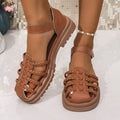 retro woven open-toe sandals women's shoes  new summer beach vacation soft sole brown roman sandals