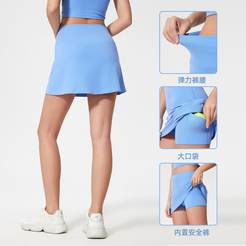 New arrival outdoor sports tennis skirt fashion tape quick-drying fitness skirt yoga sports skirt women d25049