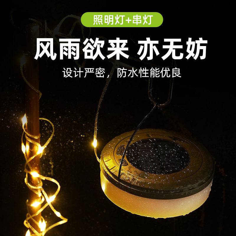 Cross-border new solar outdoor lighting camping light tape measure storage LED camping light string tent emergency atmosphere