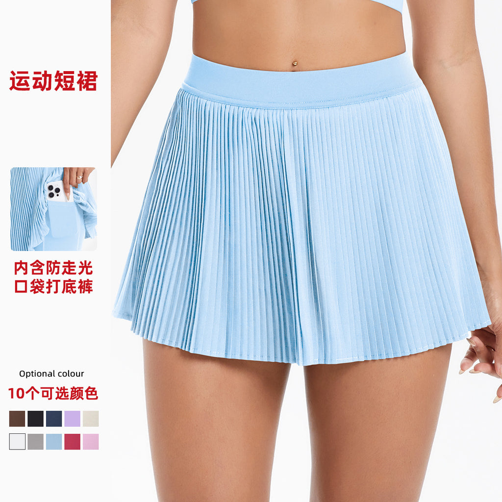 Spot Cloud Breathable Sports Skirt Cover Hips Skinny Outdoor Fitness Tennis Skirt Anti-light Shorts Yoga Skirt