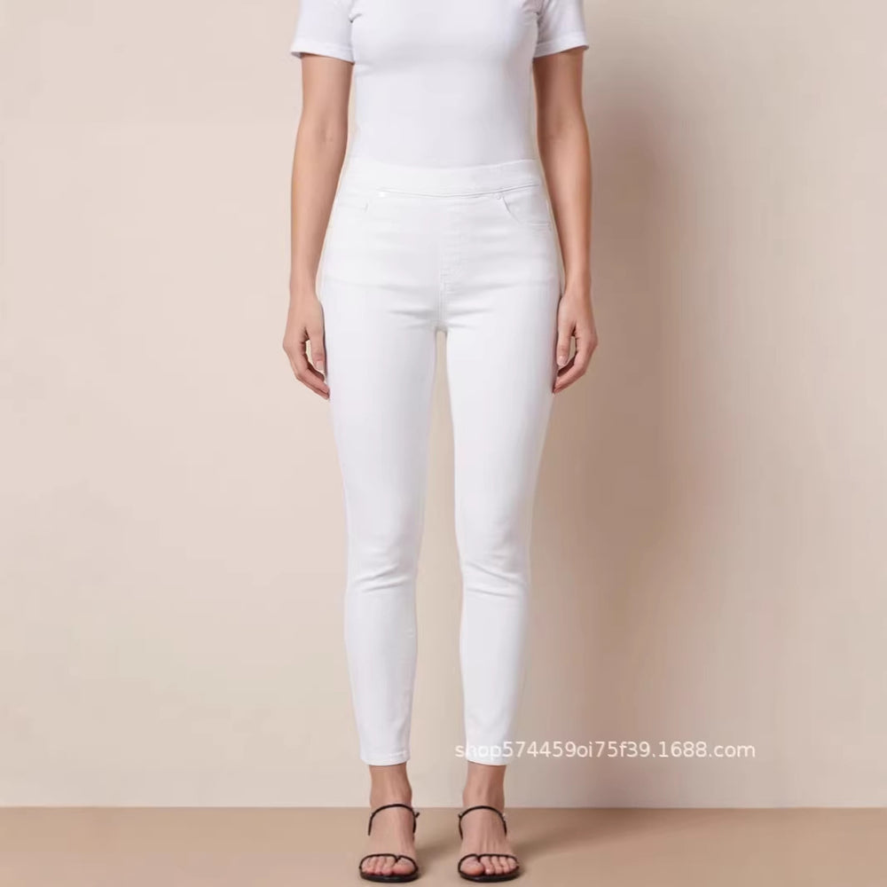 Amazon tiktok pinduoduo export cross-border fashion straight white jeans for women clean and slimming