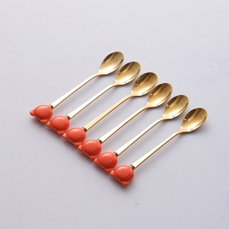 Bear fruit fork suit high-looking electroplated ceramic storage jar stainless steel fork spoon combination fruit pick jar wholesale