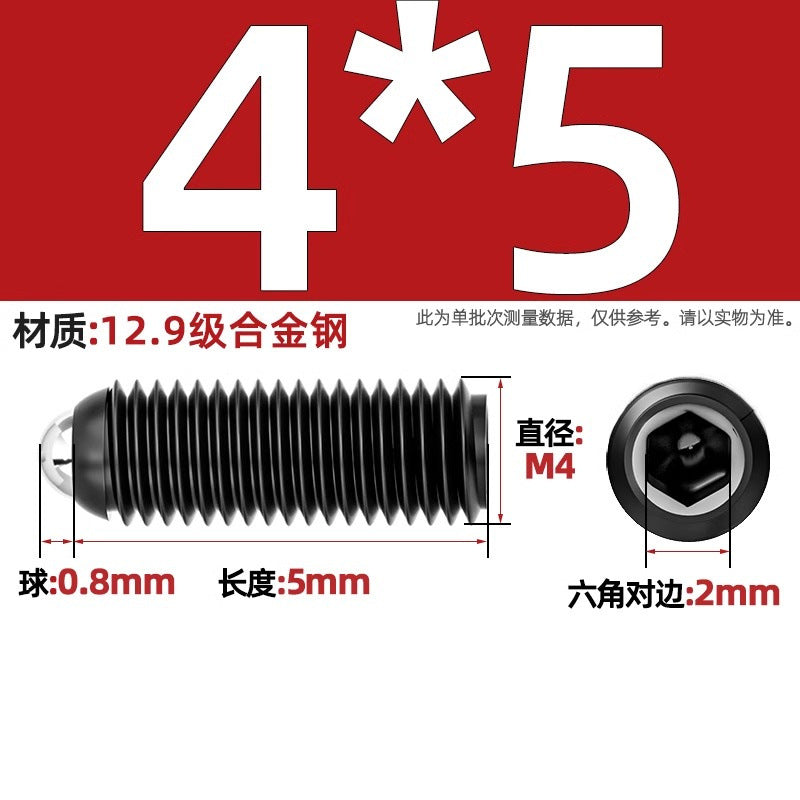 304 stainless steel/12.9 grade wave ball screw steel ball fastening spring ball head spring plunger ball glass positioning ball