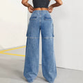 Amazon tiktok pinduoduo export cross-border fashion high waist double layer workwear wide leg jeans
