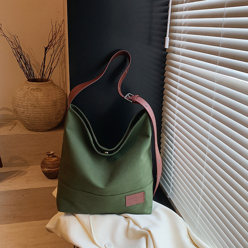 Foreign trade leisure large-capacity canvas bag women's 2025 new versatile shoulder messenger bag college student tote bag