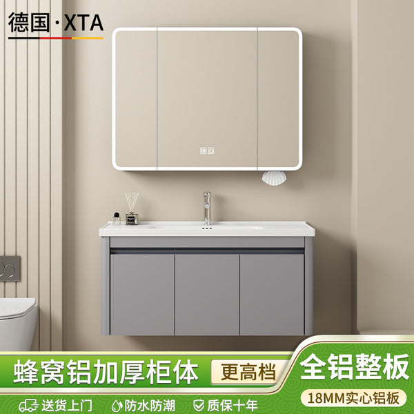 Thickened Solid Space Aluminum Honeycomb Bathroom Cabinet Washbasin Toilet Washbasin Ceramic Integrated Washbasin Cabinet Combination