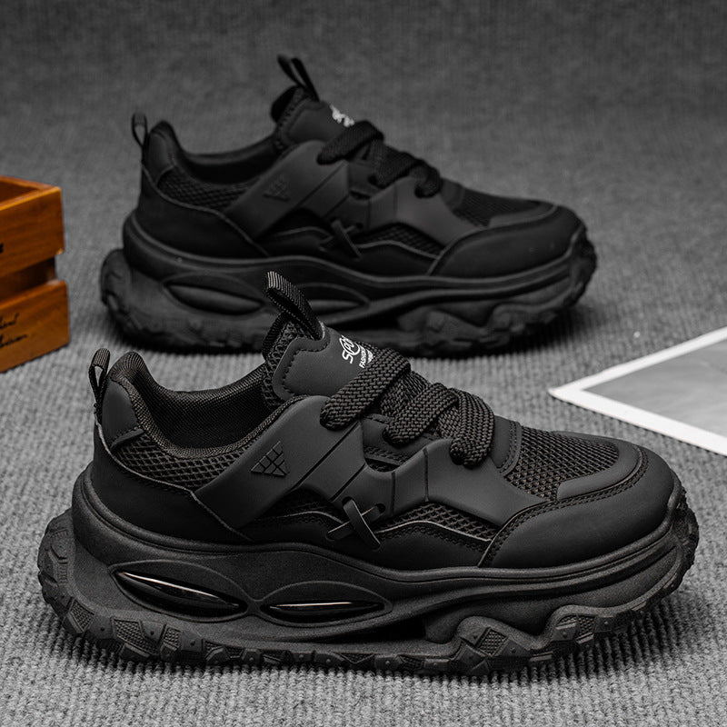 Popular men's shoes winter breathable mesh casual hidden heel dad shoes youth running shock-absorbing sports shoes