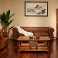 American genuine leather sofa living room first layer cowhide single double three-person retro buckle oil wax leather cafe combination sofa