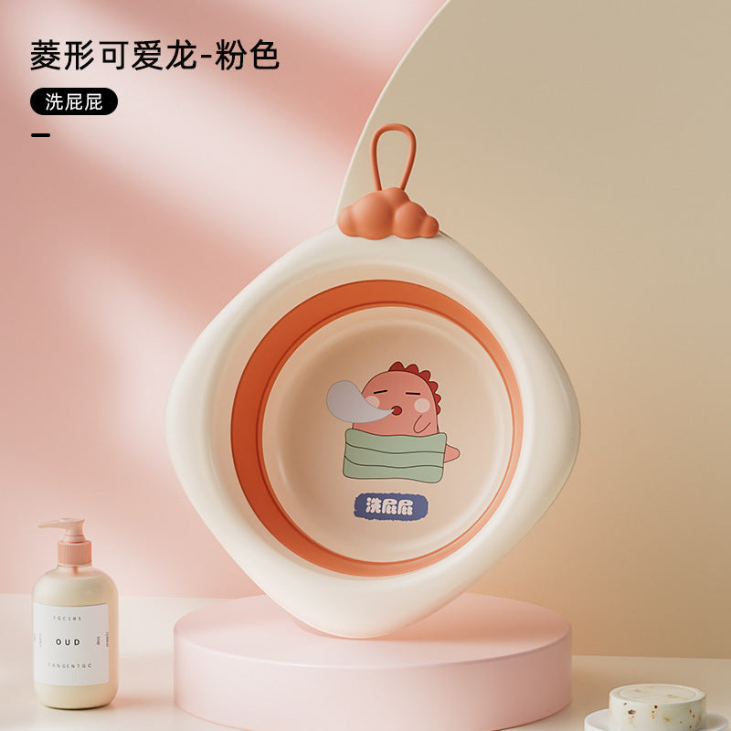 Baby foldable wash basin - kids' bath tub for washing face, bottom, and feet - newborn and infant-sized