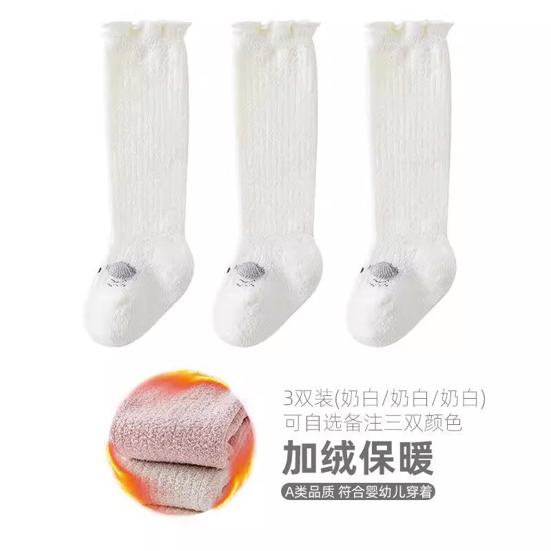 Babylon children's long socks fleece-linedthickened coral fleecekids socks breathable baby thick socks baby socks