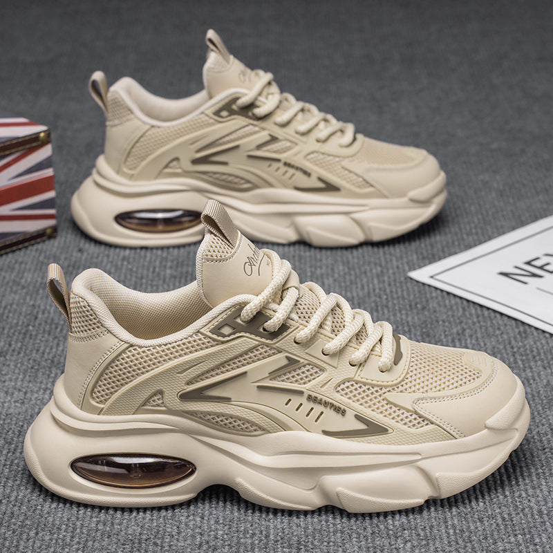 Spring breathable men's shoes 2026 new mesh sneakers athletic casual middle school student chunky sole dad shoes trendy footwear