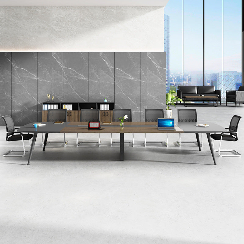 Saint-li rectangular conference table and chair set, training table and chair combination, rounded corner meeting office desk, reception desk