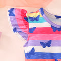 Kids' flutter sleeve dinosaur tie-dye butterfly rainbow a-line dress
