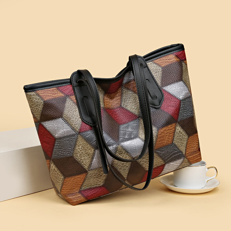 New arrival cross-border women's bag large capacity fashion texture shoulder bag retrotrendysatchel bag casualeasiest for match tote bag