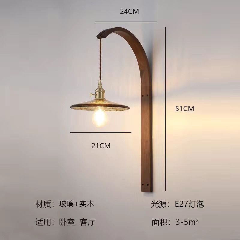 Japanese wabi-sabi style vintage zen-inspired b&b living room background wall, study, bedroom headboard walnut wood wall lamp