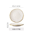 White 6.7inch shallow plate - gold