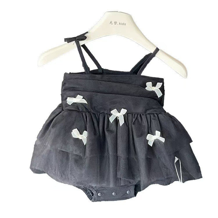 Princess dress mesh bodysuit baby summer romper lightweight baby suspender one-piece first birthday outfit tulle skirt girl trendy