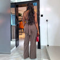 European and american cross-border women's fashion:  summer new collection - stylish v-neck striped sleeveless top and wide-leg pants set
