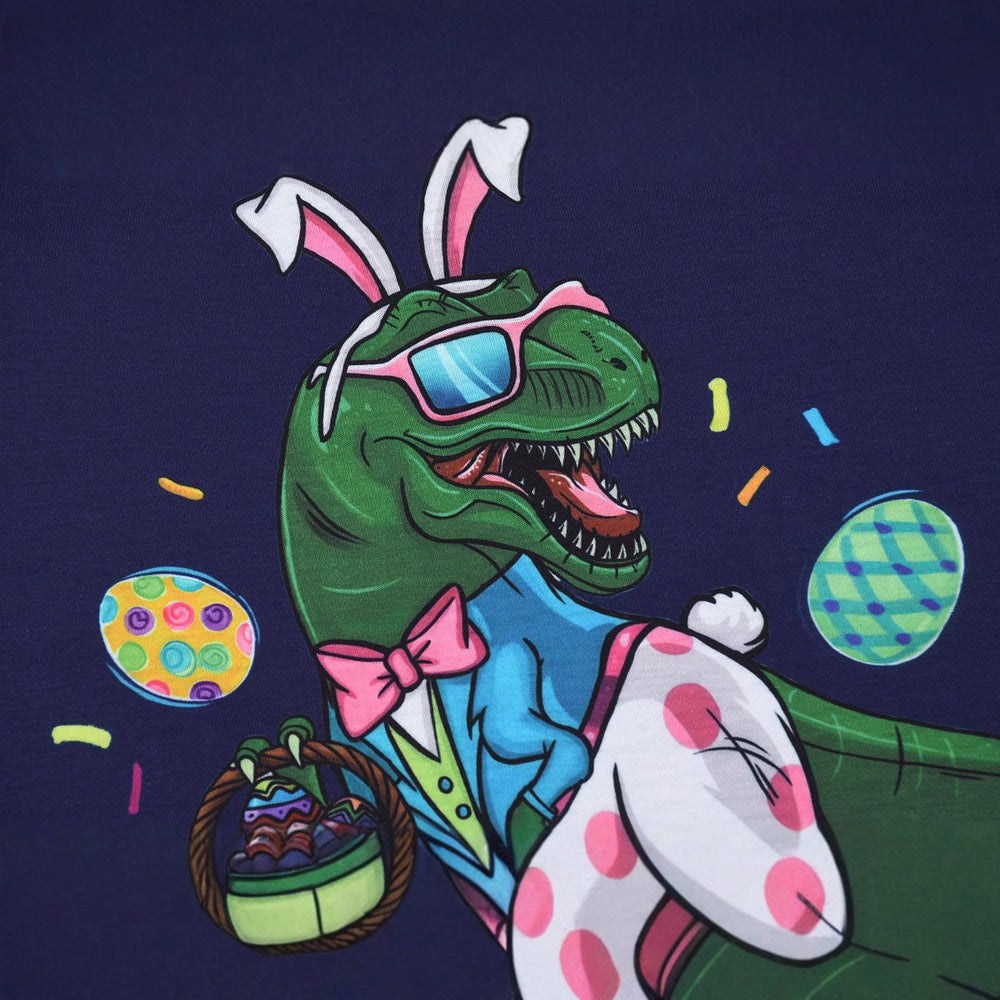 Flame-retardant fabric cross-border foreign trade summer home wear interesting dinosaur egg picking 2-piece set