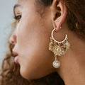 Wholesale big hoop earrings - european & american style, alloy sun & heart charms, light luxury, high-end pearl tassel earrings