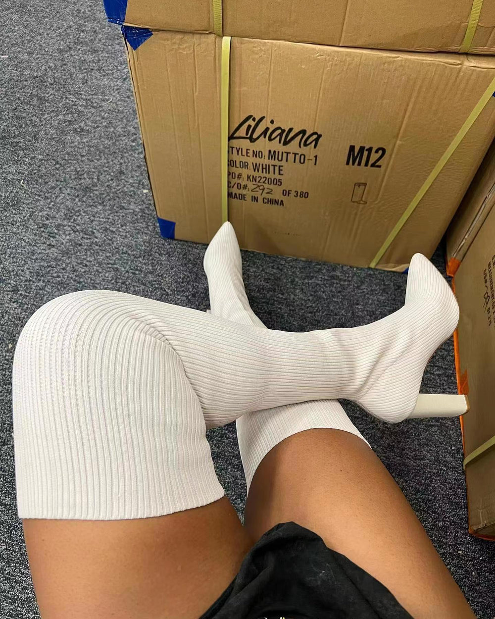 Sock boots women's  summer autumn new arrival elastic boots over the knee thick heel pointed toe slim boots knitting socks autumn winter
