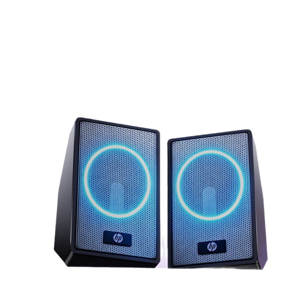 Hp 6011c wired computer speakers - desktop, tabletop, illuminated audio, mini, universal for laptops and mobile phones