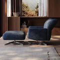 Rotating petal sofa chair, top-grain leather leisure chair, adjustable backrest for balcony, pink designer living room high-end furniture