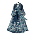 2024 early spring new french chic one-piece tie-waist printed dress - women's luxury elegant maxi dress