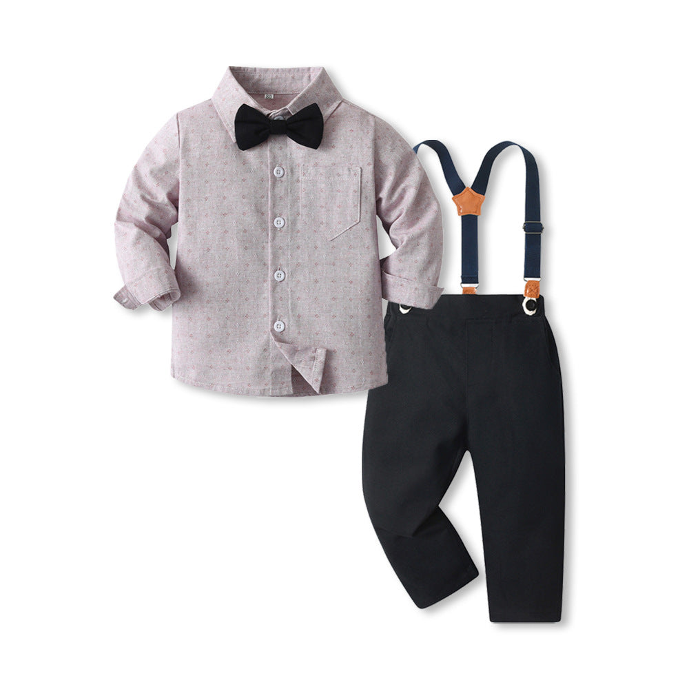 New arrival cross-border kids wear boys middle and big kids suitlong sleeves shirt overalls gentleman's first birthday dress