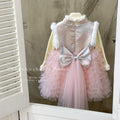 Girl new year's greetings chinese style dress tang suit pink birthday dress cake skirt fleece-lined princess dress