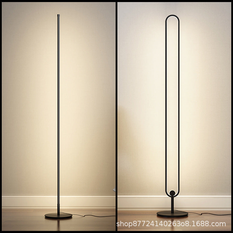 Minimalist light luxury long nordic bedroom bedside living room standing floor lamp casual modern atmosphere line remote control lamp