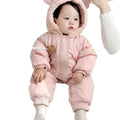 Baby winter romper fleece-lined hooded warm bodysuit for boys and girls - super cute thickened outdoor crawling suit