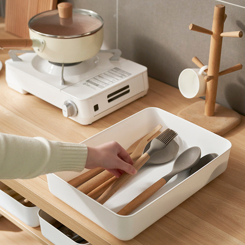 Household kitchen seasoning storage box under sink cupboard sorting drawer partition storage pot pulley storage basket