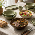 Japanese retro style kiln-change clay line pattern bowl - creative fruit bowl for home, restaurant, cooking, salad, and pasta