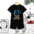 "stylish digital 67 print," perfect for summer wear, boys' outdoor sports t-shirt set