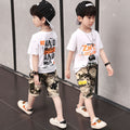 Boys' short-sleeve summer outfit set -  new collection - kids' & teens' camouflage two-piece set - street style, cool & trendy