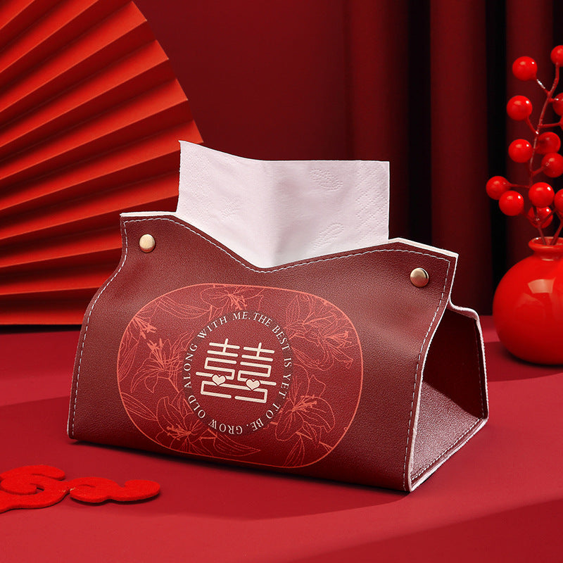 Premium festive wedding supplies pumping carton red tissue box storage wedding red festive atmosphere decoration