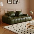 Retro style cat scratch oil wax leather puff sofa living room for home small apartment apartment straight row american square sofa