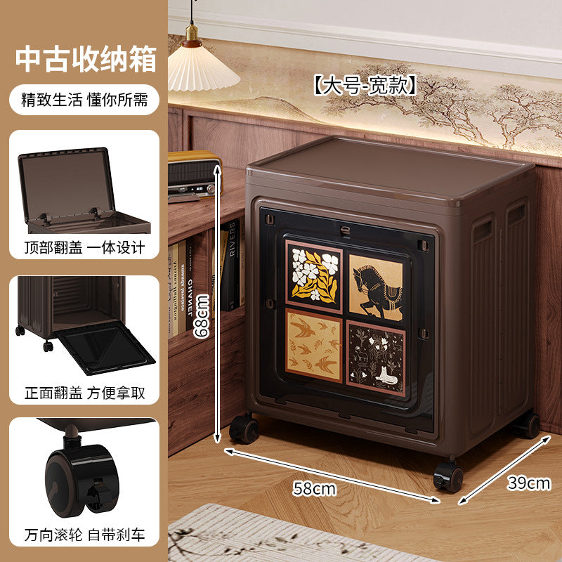 Antique storage box for clothes Large capacity flip cover finishing box Folding storage box Clothes quilt retro storage cabinet