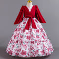 European and american new girls' chiffon floral princess dress - perfect for parties, piano performances, and evening events. kids' dress