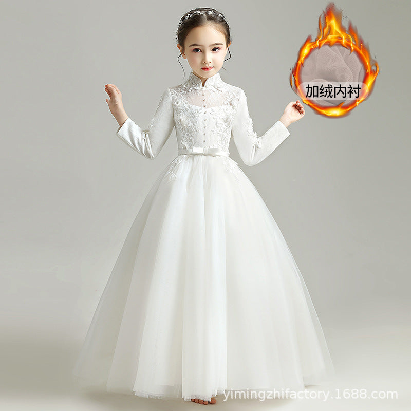 Girls' evening gown princess dress - long sleeve for little girls, perfect for hostesses, flower girls, runway shows, piano performances, flower girl events, and birthday celebrations
