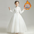 Girls' evening gown princess dress - long sleeve for little girls, perfect for hostesses, flower girls, runway shows, piano performances, flower girl events, and birthday celebrations