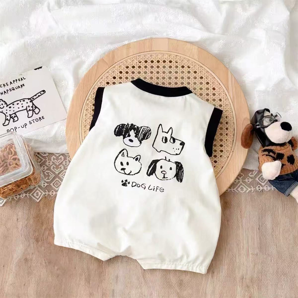 Baby sleeveless romper summer thin newborn cartoon crawling suit 0-2 years old korean style baby romper 1