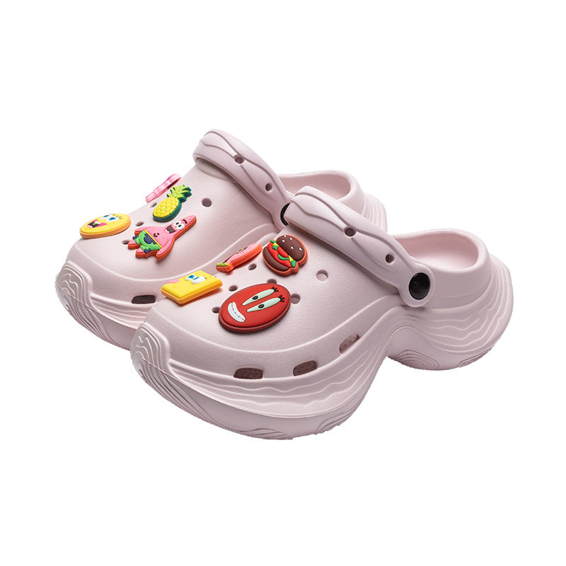 Spongebob squarepants thick sole goddess nightclub high heels crocs summer heightened toe beach sandals women's slippers
