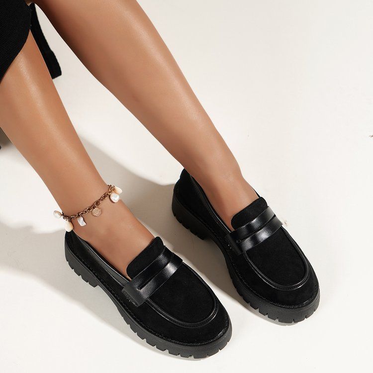 plus size loafers women's spring shoes new arrivaljkflats black british style fashionflats small leather shoes