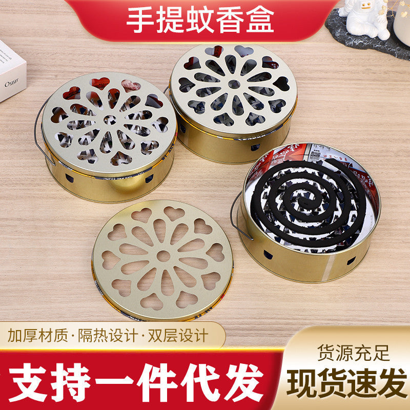Fireproof, anti-scalding, anti-kicking, mosquito coil disc with lid, mosquito coil box, mosquito coil connected to ash disc, sandalwood burner bracket, sandalwood box.