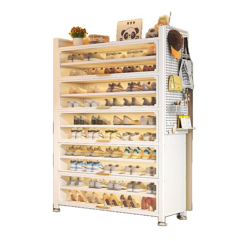 Steel shoe cabinet for home, entryway storage, integrated wall-mounted indoor hallway cabinet with door, dustproof multi-layer shoe rack